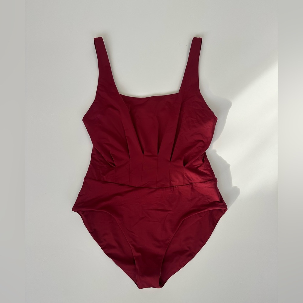 Pleated Maroon One Piece